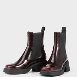 Dorah Dark Red Polished Leather Chelsea Boots